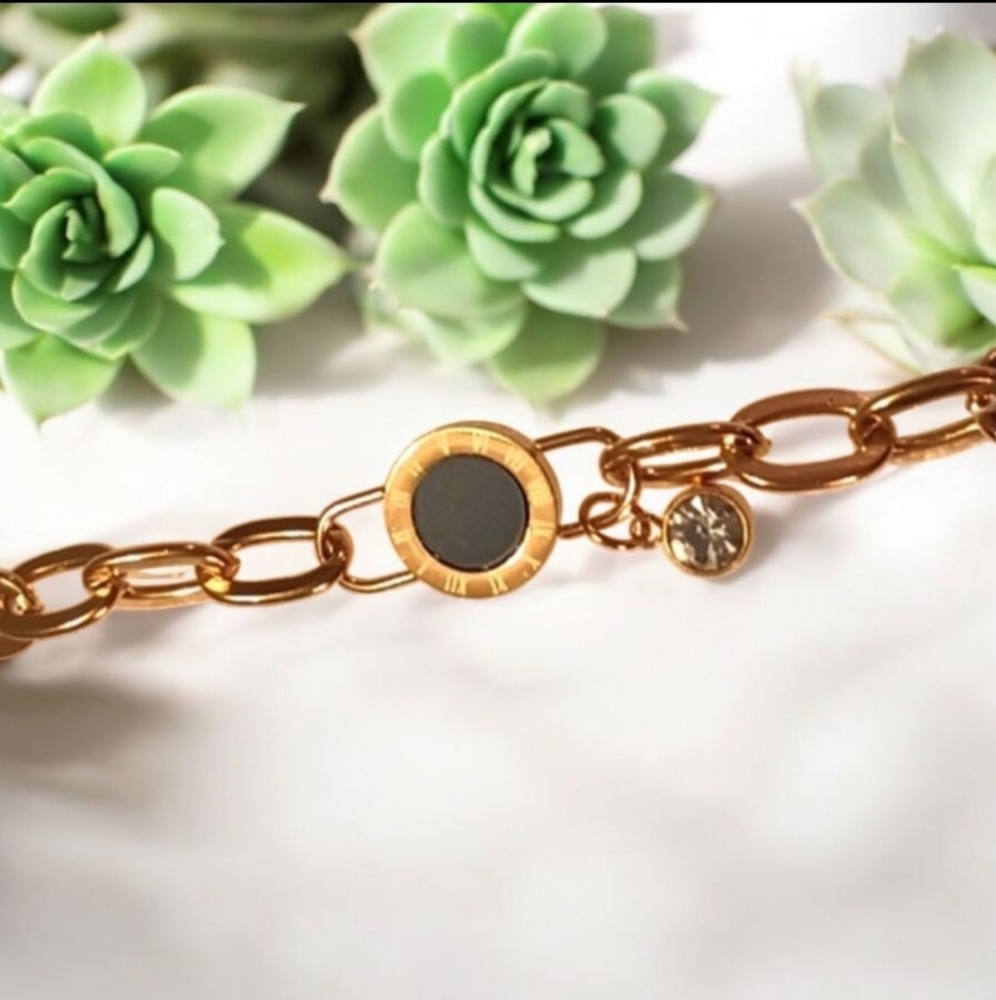 Chain Bracelet with Black Accent Gem - Picture 3 of 7